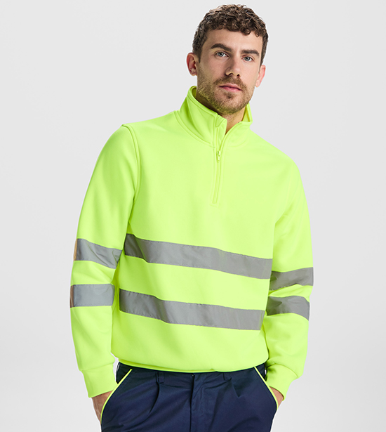 Sudadera Alta Visibilidad Media Cremallera Personalizada con DTF